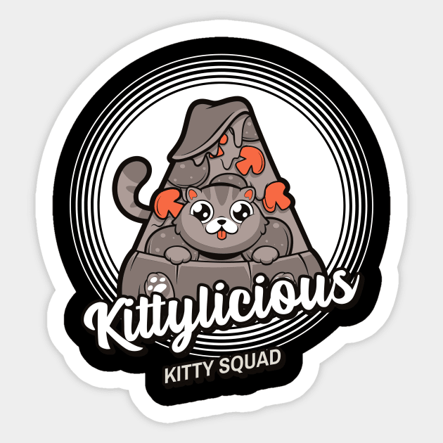 Kittylicious Pizza - Kitty Squad Sticker by Just In Tee Shirts